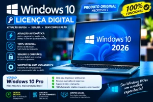 Chave Ativadora 2026 - Windows 10 - ENTREGA IMEDIATA - Softwares e Licenças