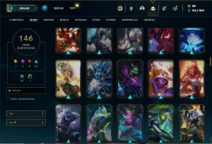 Conta bronze 1 com TODOS os champs e 146 Skins ( MAIN SUP ) - League of Legends LOL