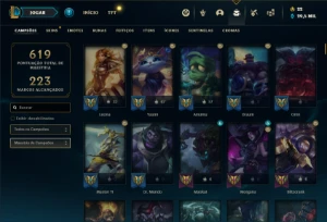 Conta bronze 1 com TODOS os champs e 146 Skins ( MAIN SUP ) - League of Legends LOL