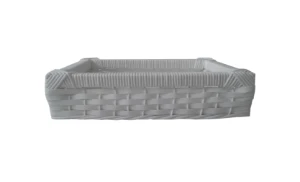 Bandeja de Vime Sintético Branca 30x20x8