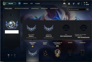 Conta prata 1 com 43 Champs e 17 Skins - League of Legends LOL