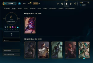 Unranked com 40 Champs e 6 Skins - League of Legends LOL