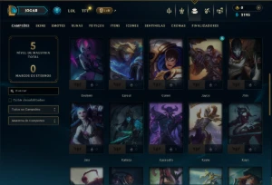 Unranked com 40 Champs e 6 Skins - League of Legends LOL