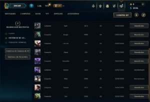 Unranked com 40 Champs e 6 Skins - League of Legends LOL