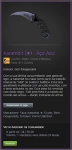 Karambit Aço Azul CSGO - Counter Strike