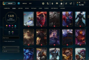 Platina 4 com TODOS os champs e 169 Skins +5 Vitoriosas - League of Legends LOL