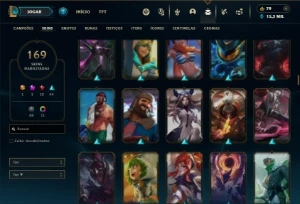 Platina 4 com TODOS os champs e 169 Skins +5 Vitoriosas - League of Legends LOL