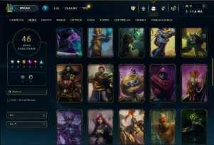 Ouro 1 com 55 Champs e 46 Skins ( MONO  ADC ) - League of Legends LOL
