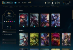 Ouro 1 com 55 Champs e 46 Skins ( MONO  ADC ) - League of Legends LOL