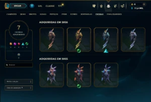 Ouro 1 com 55 Champs e 46 Skins ( MONO  ADC ) - League of Legends LOL
