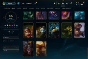 Ouro 1 com 55 Champs e 46 Skins ( MONO  ADC ) - League of Legends LOL