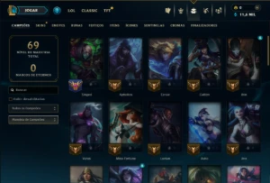 Ouro 1 com 55 Champs e 46 Skins ( MONO  ADC ) - League of Legends LOL