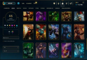 Ouro 1 com 55 Champs e 46 Skins ( MONO  ADC ) - League of Legends LOL