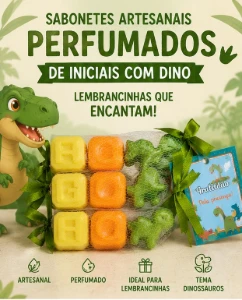 Sabonete Nome 2 Letras e Dinossauro - Artesanato e Personalizados