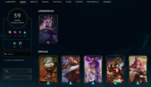 Conta League of Legends Full Acesso 59 Skins Main Sup LOL