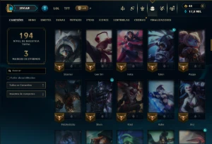 Unranked com 110 Champs e 34 Skins +8 Vitoriosas - League of Legends LOL