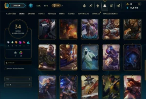 Unranked com 110 Champs e 34 Skins +8 Vitoriosas - League of Legends LOL