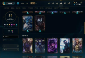 Unranked com 110 Champs e 34 Skins +8 Vitoriosas - League of Legends LOL
