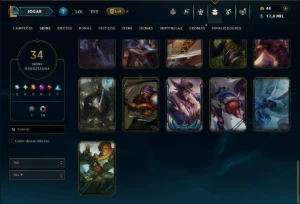 Unranked com 110 Champs e 34 Skins +8 Vitoriosas - League of Legends LOL