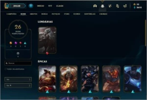 Conta ouro 4 com 65 champs e 26 skins - League of Legends LOL