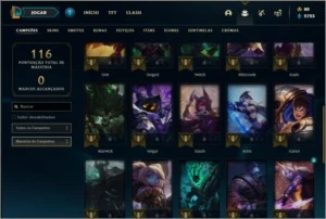 Conta unranked com 5 skins e 35 champs - League of Legends LOL