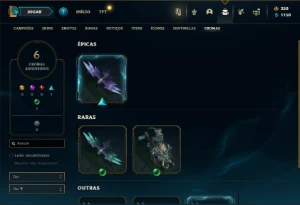Mestre com 273 PDL ( 36 Champs e 7 Skins + 10 Fragmentos ) - League of Legends LOL