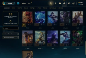 Mestre com 273 PDL ( 36 Champs e 7 Skins + 10 Fragmentos ) - League of Legends LOL