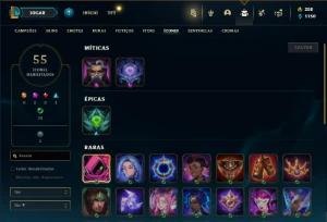 Mestre com 273 PDL ( 36 Champs e 7 Skins + 10 Fragmentos ) - League of Legends LOL