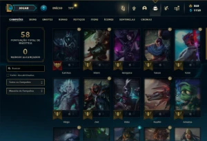 Mestre com 273 PDL ( 36 Champs e 7 Skins + 10 Fragmentos ) - League of Legends LOL