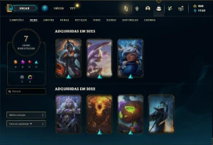 Mestre com 273 PDL ( 36 Champs e 7 Skins + 10 Fragmentos ) - League of Legends LOL
