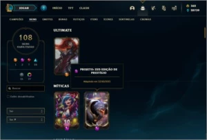 Conta platina 3 108 skin com 1,3kk de katarina e 800k de zed - League of Legends LOL