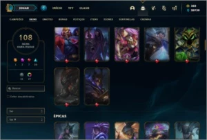 Conta platina 3 108 skin com 1,3kk de katarina e 800k de zed - League of Legends LOL