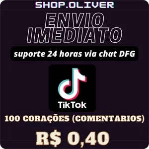 100 Corações em comentario do TIKTOK R$ 0,40 - Redes Sociais