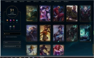 CONTA LEAGUE OF LEGENDS DIAMANTE 1 31 SKINS 76 CAMPEÕES LOL