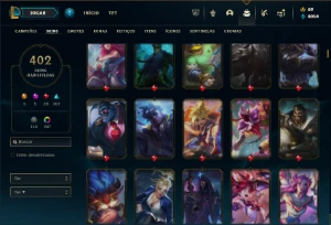 Bronze 4 com TODOS os champs e 402 Skins + 250 Cromas - League of Legends LOL