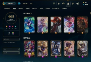 Bronze 4 com TODOS os champs e 402 Skins + 250 Cromas - League of Legends LOL