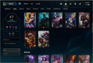 Conta Diamante 3 com 47 skins e 56 champs - League of Legends LOL
