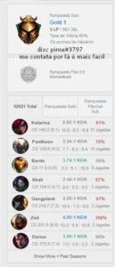 conta gold 1 upada a mão mmr bom wr bom - League of Legends LOL