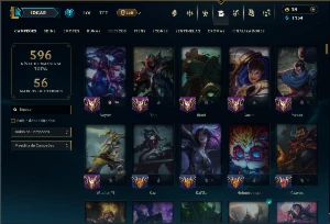 Ouro 1 com TODOS os Champs e 189 Skins (ADC/ MID / JG / TOP) - League of Legends LOL