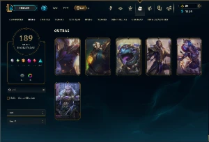 Ouro 1 com TODOS os Champs e 189 Skins (ADC/ MID / JG / TOP) - League of Legends LOL