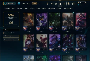 Ouro 1 com TODOS os Champs e 189 Skins (ADC/ MID / JG / TOP) - League of Legends LOL