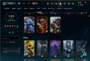 Ouro 1 com TODOS os Champs e 189 Skins (ADC/ MID / JG / TOP) - League of Legends LOL