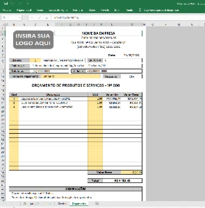 Planilha de Vendas e Orçamentos de Produtos Automatizada - Outros