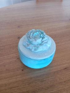 Bowl Peônia em Cimento com Tampa Floral - Artesanato e Personalizados