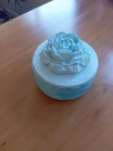 Bowl Peônia em Cimento com Tampa Floral - Artesanato e Personalizados