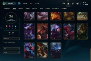 Conta ouro 2 com 100 champs e 36 skins + 5 Espolios - League of Legends LOL