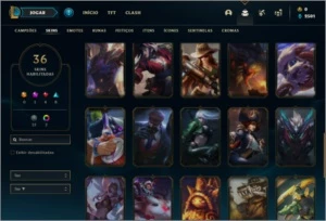Conta ouro 2 com 100 champs e 36 skins + 5 Espolios - League of Legends LOL