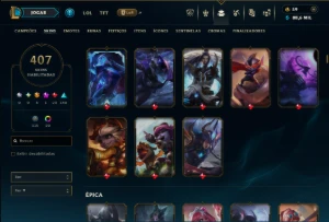 Prata 4 com TODOS os Champs e 407 Skins ( MONO ADC ) - League of Legends LOL