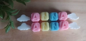 Sabonete 3 Letras com Nuvem - Artesanato e Personalizados