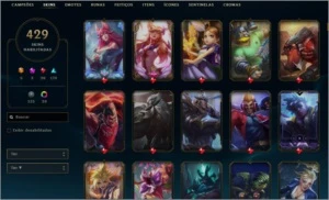 Conta League of Legends com 429 skins LOL